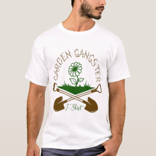 Garden Gangster Funny Crossed Shovels Floral Art T-Shirt