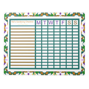 Garden Gardening Growing Weekly Tracker Planner Notepad