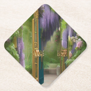 Garden Gate and Wisteria Paper Coaster