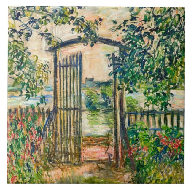Garden Gate at Vetheuil Claude Monet Art Ceramic Tile (Front)