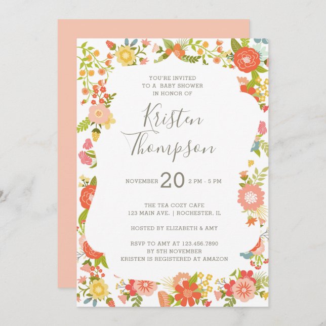 Garden Glory Baby Shower Invitation (Front/Back)