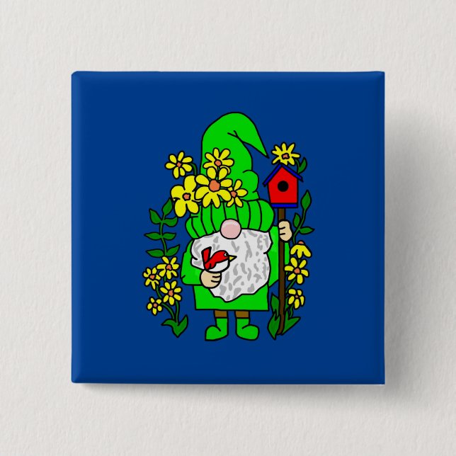 Garden Gnome  15 Cm Square Badge (Front)