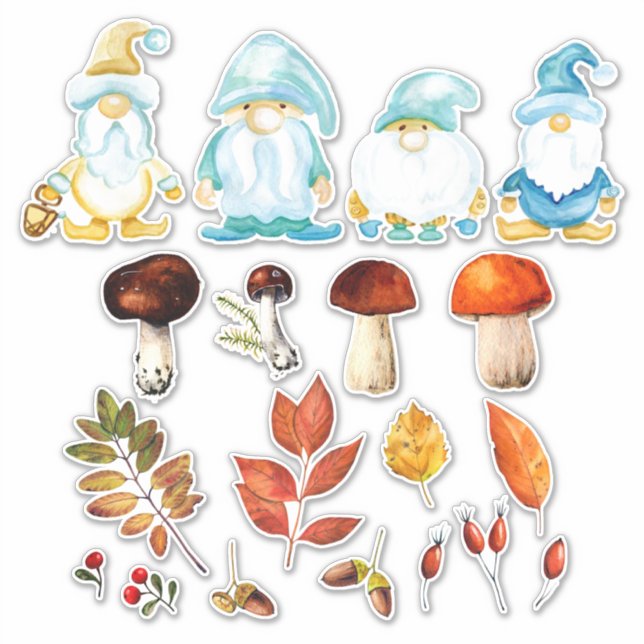 Garden Gnome Autumn Forest Leaves Mushroom Accents (Front)
