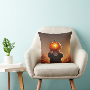 Garden Gnome Carrying A Pumpkin, Cushion