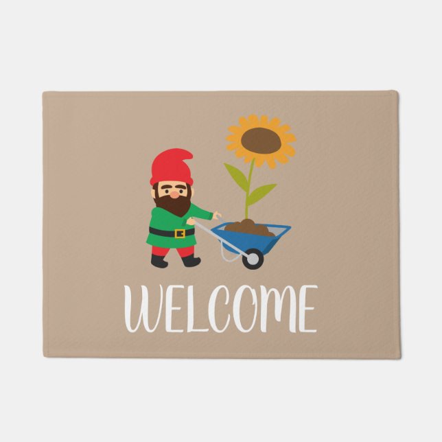 Garden Gnome colourful and fun Doormat (Front)