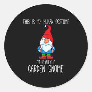Garden Gnome Costume, Halloween, This Is My Human  Classic Round Sticker