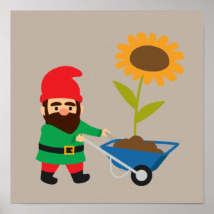 Garden gnome cute gardening theme poster