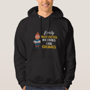 Garden Gnome Easily Distracted By Books Gnomes Boo Hoodie