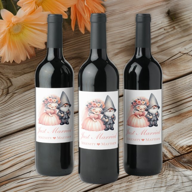 Garden Gnome  Fairytale Rustic Wedding Wine Label (Creator Uploaded)
