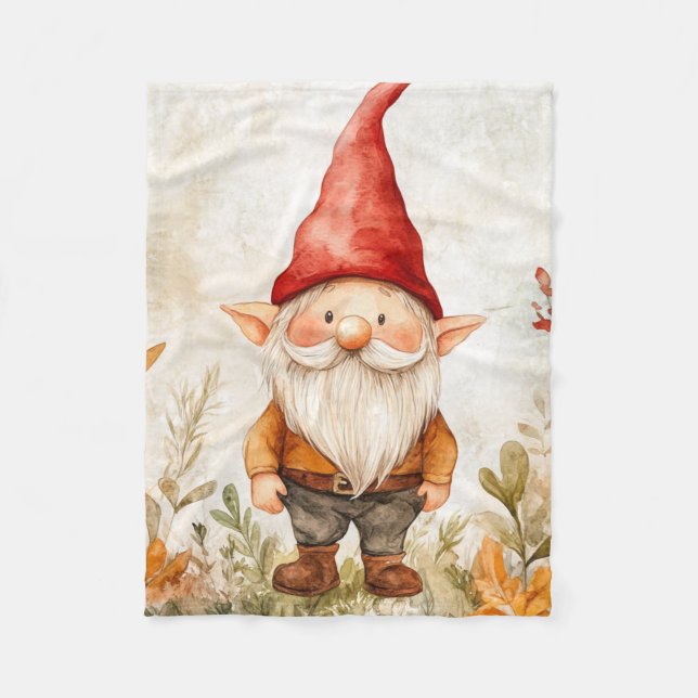 Garden Gnome Fleece Blanket (Front)