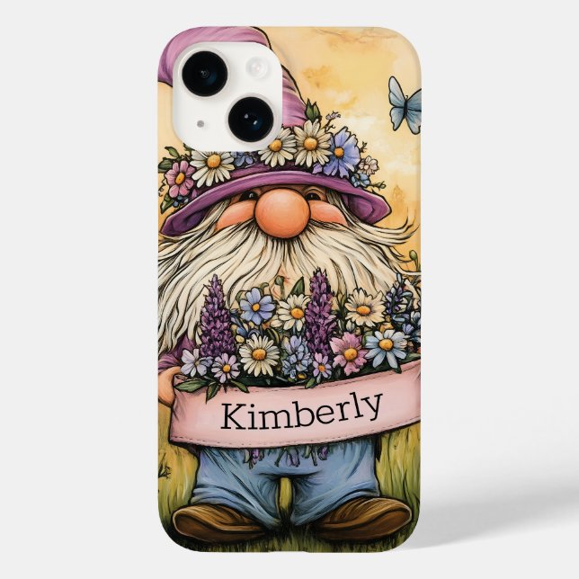 Garden Gnome Illustration with Customizable Banner Case-Mate iPhone Case (Back)
