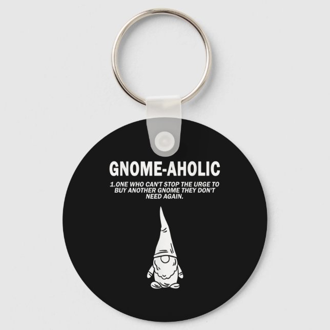 Garden Gnome Lover Gnome-Aholic Funny Definition G Key Ring (Front)
