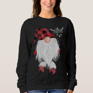 Garden Gnome Merry Christmas Red Buffalo Plaid Paj Sweatshirt