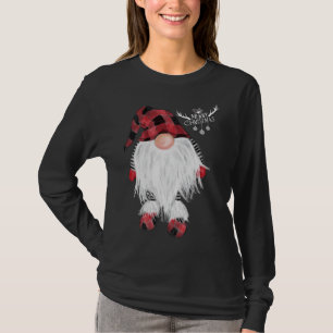 Garden Gnome Merry Christmas Red Buffalo Plaid Paj T-Shirt
