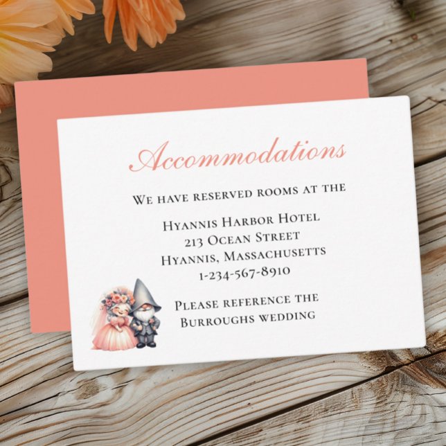 Garden Gnome Orange Wedding Accommodation   Enclosure Card (Creator Uploaded)
