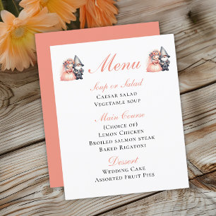 Garden Gnome Orange Woodland Rustic Wedding Menu
