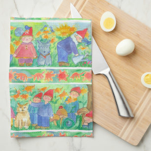 Garden Gnome Pixie Play Turtle Tea Towel