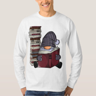 Garden gnome reading books gnomes book lover T-Shirt