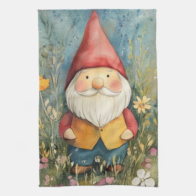 Garden Gnome Tea Towel (Vertical)