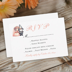 Garden Gnome Wedding RSVP   Orange Woodland Summer Card