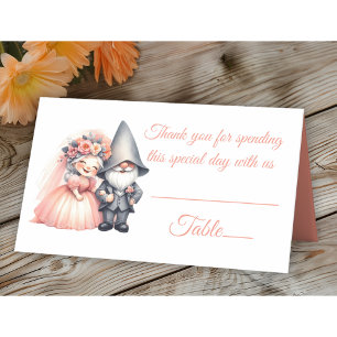Garden Gnome Woodland Orange Wedding Table Escort  Place Card