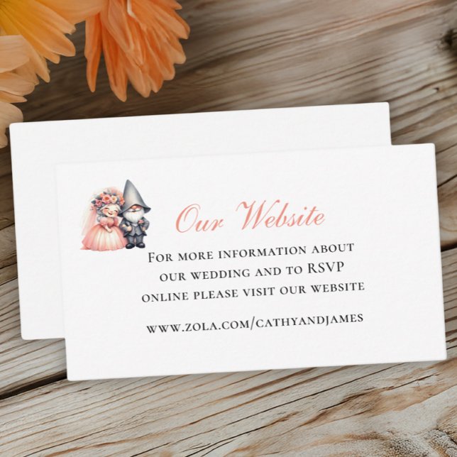 Garden Gnome Woodland Orange Wedding Website Enclosure Card (Creator Uploaded)
