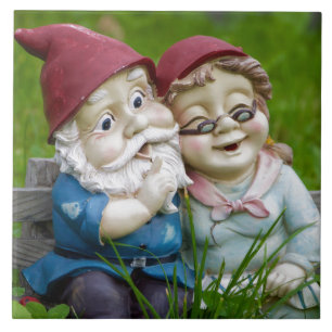 Garden Gnomes Couple Tile