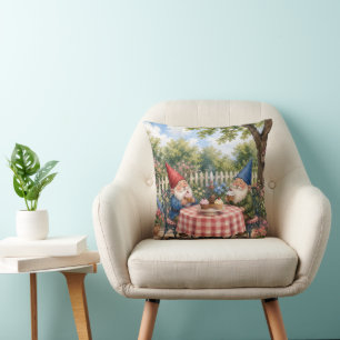 Garden Gnomes Eating Cupcakes Cushion