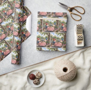 Garden Gnomes Eating Cupcakes Wrapping Paper