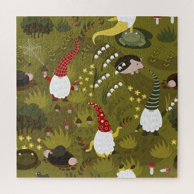 Garden Gnomes: Humourous Flora Fauna. Jigsaw Puzzle (Vertical)