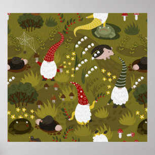 Garden Gnomes: Humourous Flora Fauna. Poster