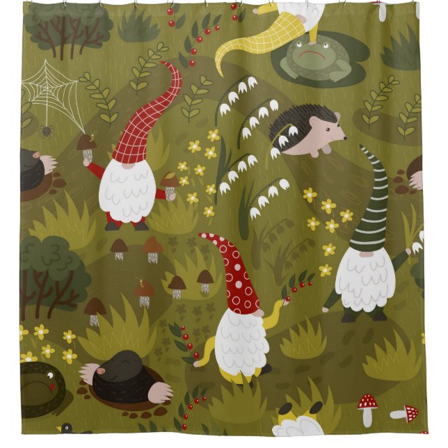 Garden Gnomes: Humourous Flora Fauna. Shower Curtain (Front)
