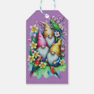 Garden Gnomes with Parrots and Spring Florals Gift Tags