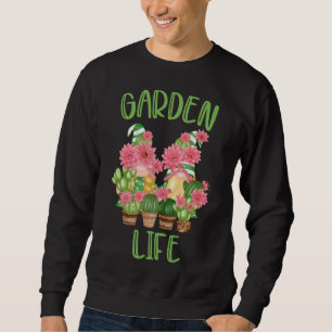 Garden Gnomes with Potted Plants Fun Gardening Hum Sweatshirt