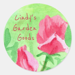 Garden Goods Pink Sweet Peas Classic Round Sticker