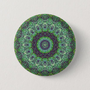 Garden Green Abstract Mandala 6 Cm Round Badge
