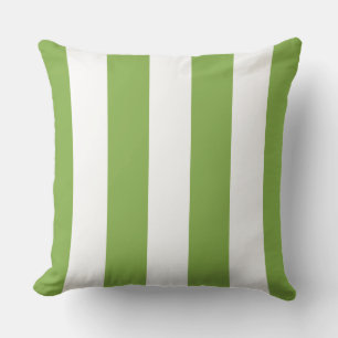 Garden Green and White Striped Throw Pillow