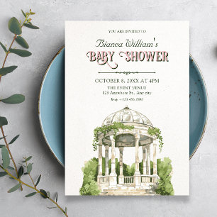 Garden greenery baby shower invitation