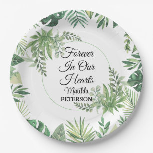 Garden Greenery Leaves Funeral  Paper Plate