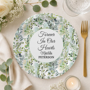Garden Greenery Leaves Funeral Paper Plate