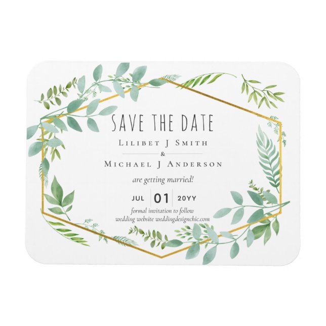 Garden Greenery Wedding Magnet (Horizontal)