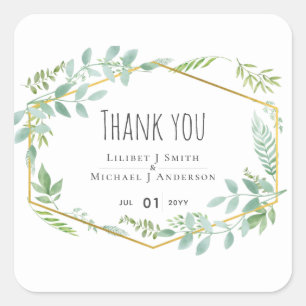 Garden Greenery Wedding Square Sticker