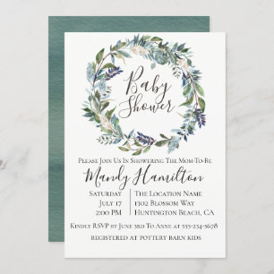 Garden Greenery Wreath Baby Shower Invitation