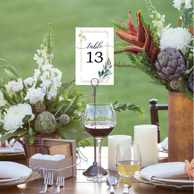 Garden Greens Gold Greenery Wedding Table Numbers (Creator Uploaded)