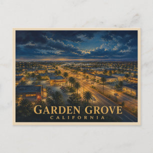 Garden Grove California Night Travel Postcard