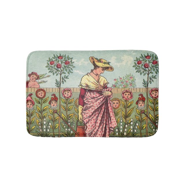 Garden Grow Flower Woman Art Antique Bath Mat (Front)