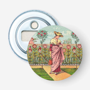 Garden Grow Flower Woman Art Antique Bottle Opener