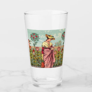 Garden Grow Flower Woman Art Antique Glass