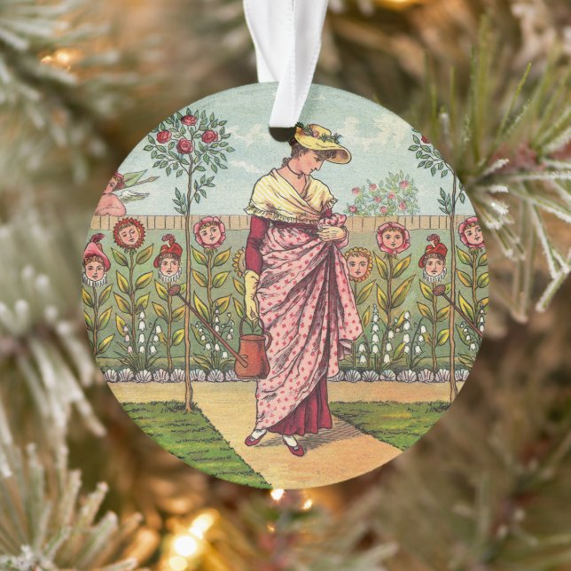 Garden Grow Flower Woman Art Antique Ornament (Tree)