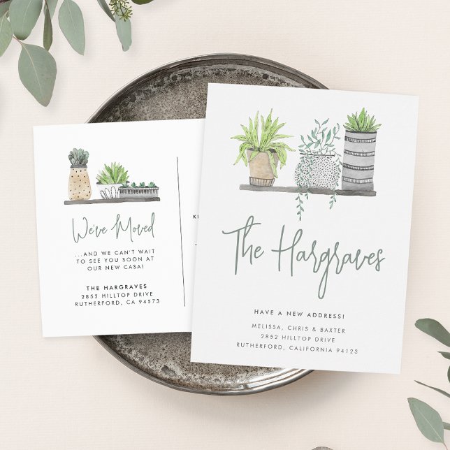 Garden Grown Modern Green Botanical Moving Announcement Postcard (Creator Uploaded)